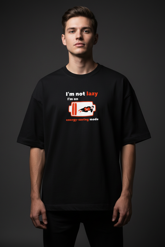 'Energy Saving Mode' Graphic Oversized Tee